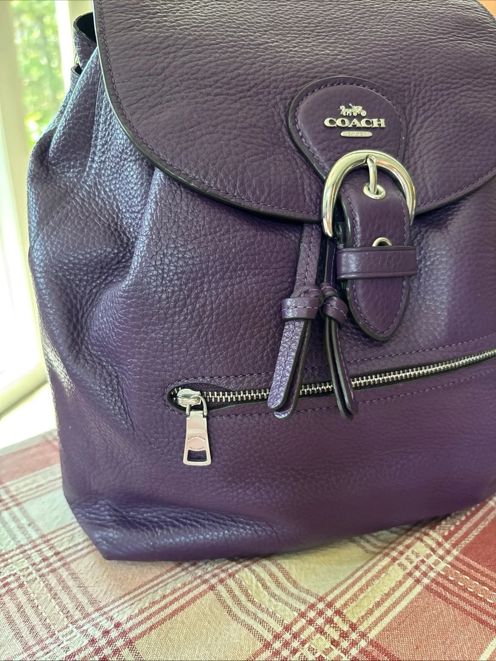 COACH Kleo Backpack Purple Leather Vintage Bag with Silver Buckle